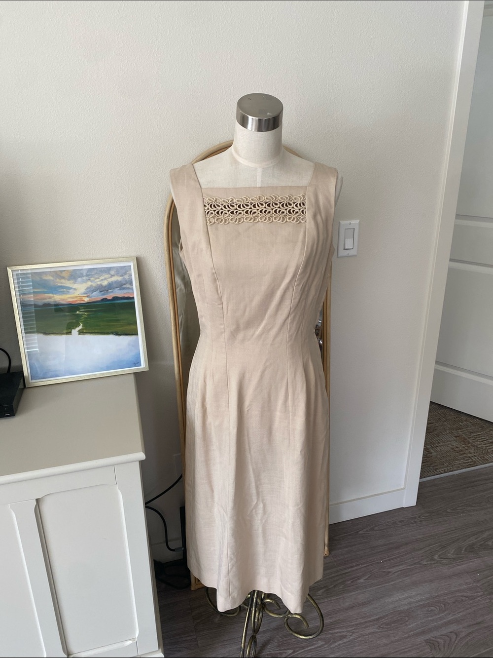 Vintage 1950s Linen Wiggle Dress